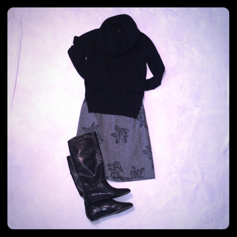 Soft black cowled turtleneck sweater